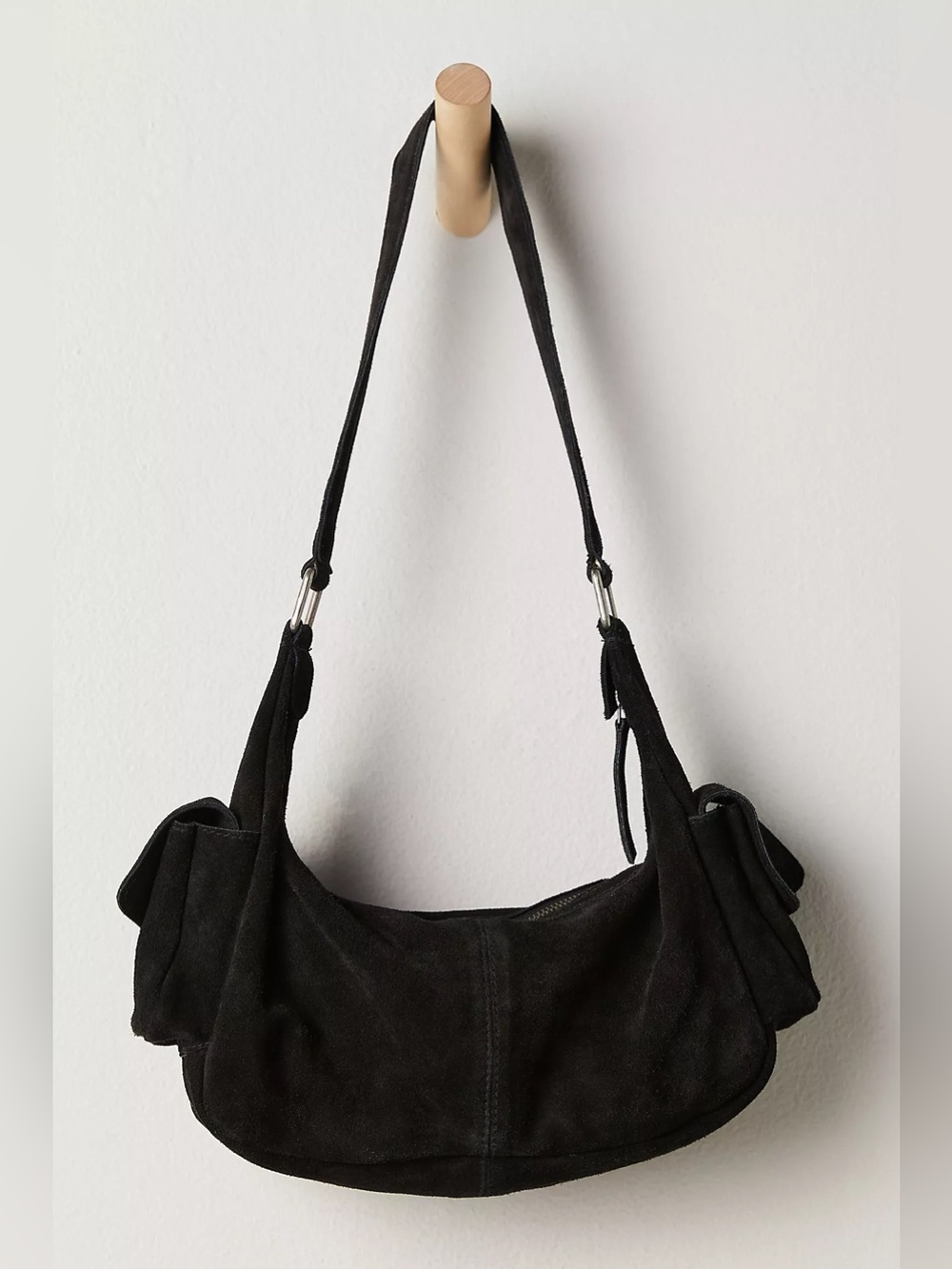 Free People Siren Suede Shoulder Bag Black NWT SOLD OUT - Picture 4 of 7